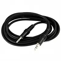 Аудіо кабель AUX (3,5-3,5 / Jack-Jack) Audio AUX cable 1м, силиконове обплетення, чорний