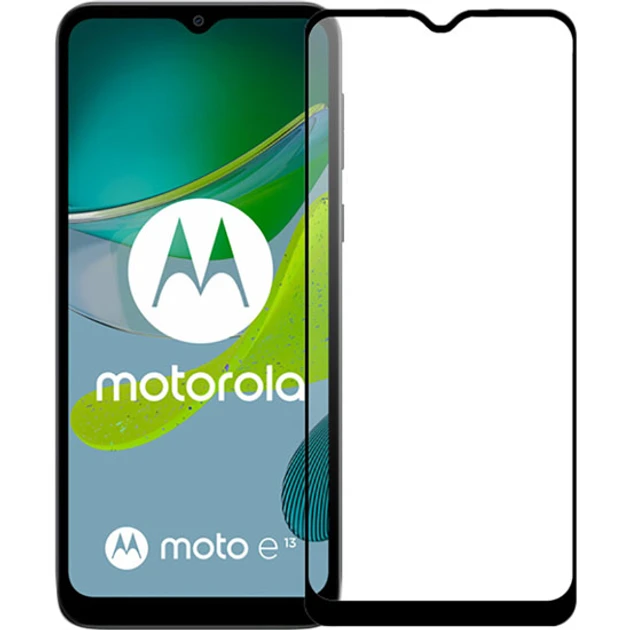 Захисне скло для Motorola Moto E13 (XT2345-1, XT2345-2, XT2345-3, XT2345-4) з чорною рамкою