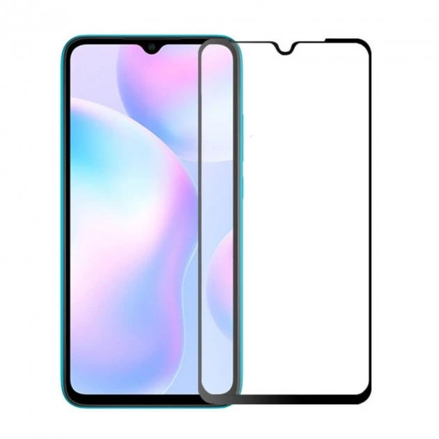 Захисне скло для Xiaomi Redmi 9C з чорною рамкою