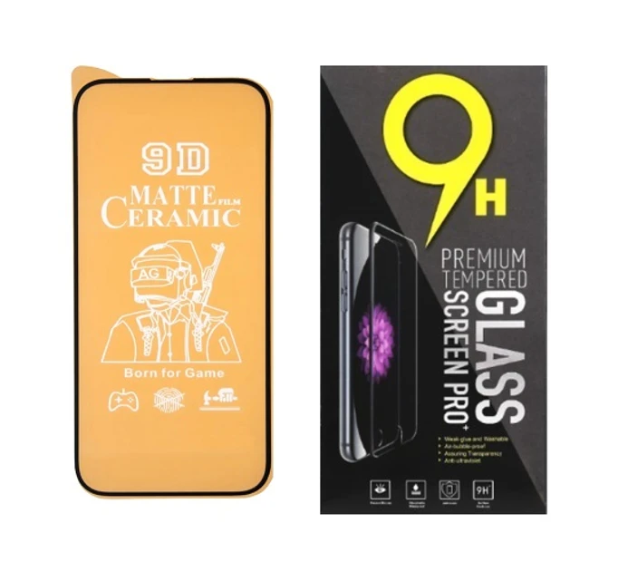 Протиударна захисна плівка Ceramics 9D для Apple iPhone 15 Pro з чорною рамкою, матова