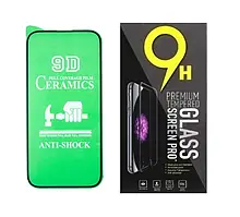 Протиударна захисна плівка Ceramics 9D для Apple iPhone 15 з чорною рамкою, глянцева