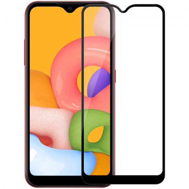Захисне скло для Samsung M015 Galaxy M01 (2020) з чорною рамкою