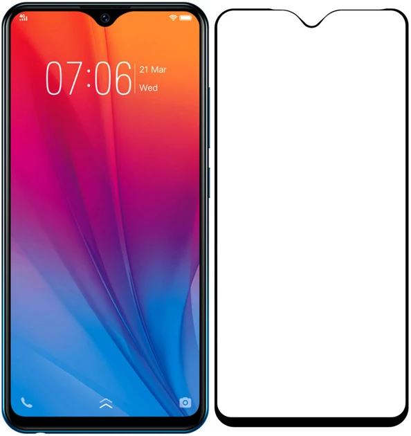 Захисне скло для Vivo Y93s з чорною рамкою