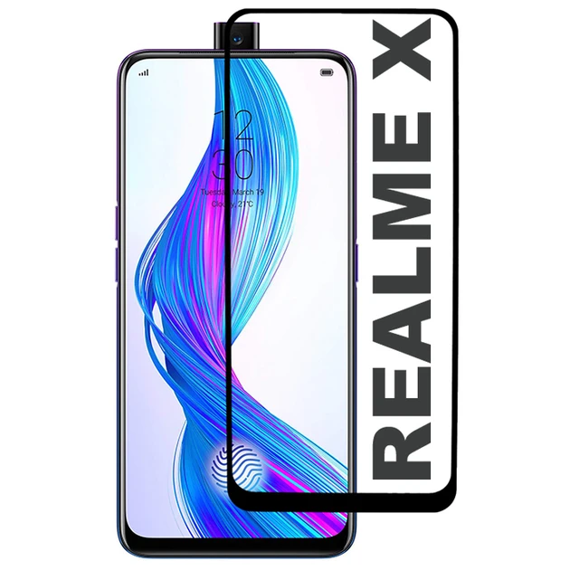 Захисне скло для Realme X, Oppo Reno 2Z, Reno 2F, K3 з чорною рамкою