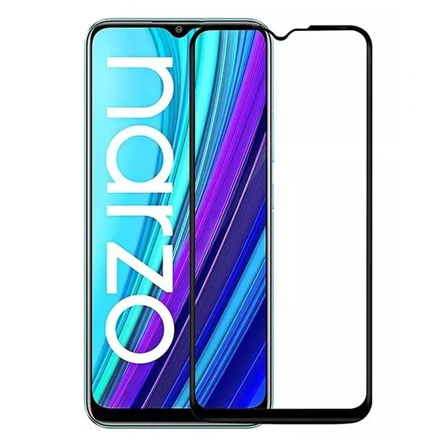 Захисне скло для OPPO Narzo 10, 10A, 20, 20A, 30A, 50 5G, 50A з чорною рамкою