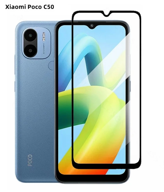Захисне скло для Xiaomi Poco C50, Poco C51 з чорною рамкою