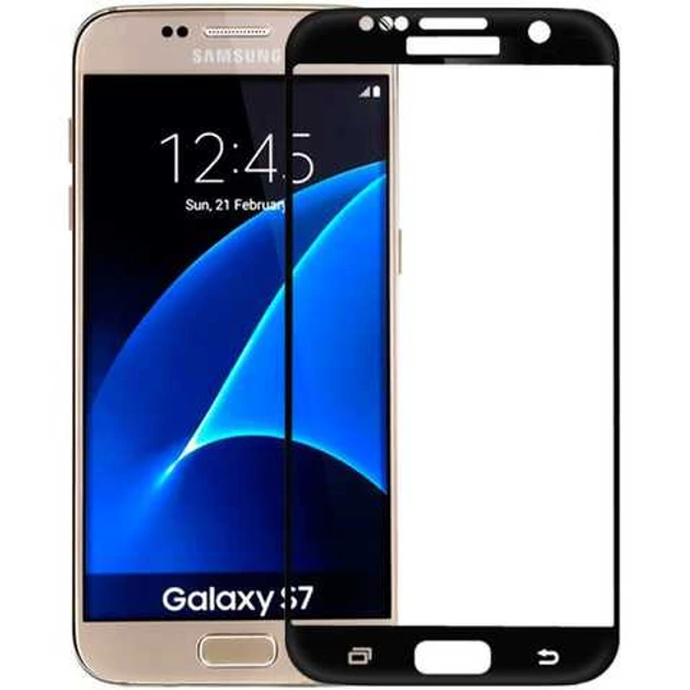 Захисне скло для Samsung G930 Galaxy S7 (G930F, G930FD, G930A, G930P, G930V, G930V, G930S) з чорною рамкою