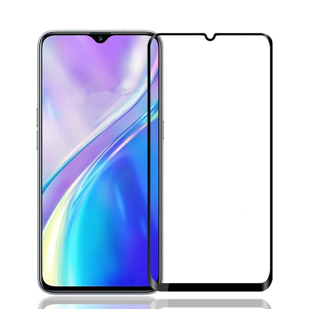 Захисне скло для Realme XT, Realme Q з чорною рамкою
