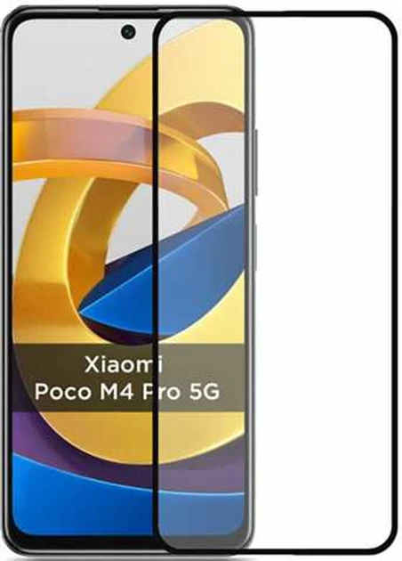 Захисне скло для Xiaomi Poco M4 Pro 5G (21091116AG) з чорною рамкою