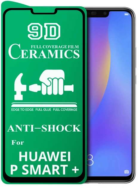 Протиударна захисна плівка Ceramics 9D для Huawei P Smart Plus (2018), Nova 3i (INE-LX1, INE-AL00) Full Glue (0.3 мм, 9D) чорна