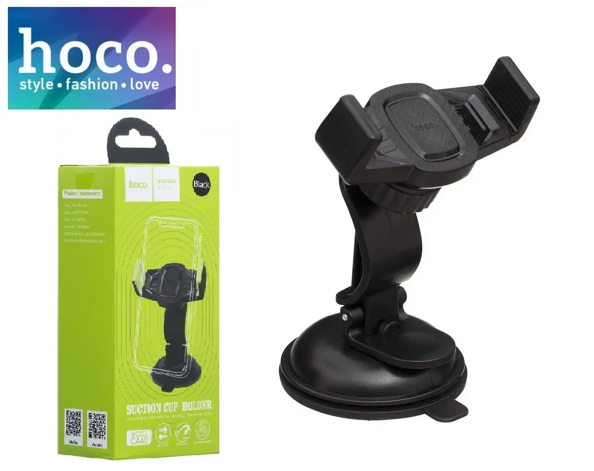Автомобільний тримач Hoco CA40 Refined з вакуумною присоскою, чорний
