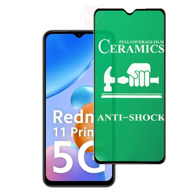 Протиударна захисна плівка Ceramics 9D для Xiaomi Redmi 11 Prime Full Glue (0.3 мм, 9D) чорна рамка