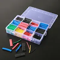 Термозбіжна трубка Muke, набір 530шт, 8 розмірів, 5 кольорів, діаметр 1,5мм-10мм, термоусадка 2:1 (в пластиковому боксі)