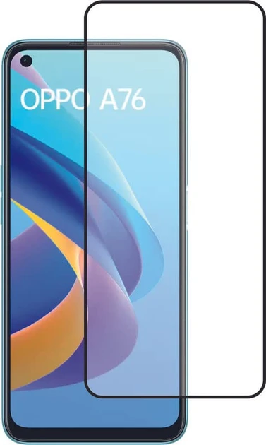 Захисне скло для Oppo A76, A36 з чорною рамкою