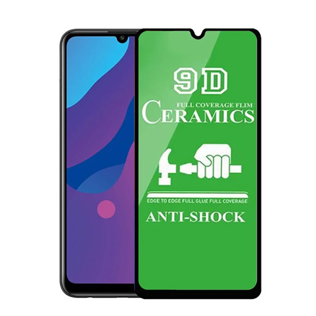 Протиударна захисна плівка Ceramics 9D для Huawei Honor 9A Full Glue (0.3 мм, 9D) чорна