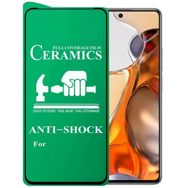 Протиударна захисна плівка Ceramics 9D для Xiaomi Redmi Note 11 Pro, Note 11 Pro 5G​​​​​​​ Full Glue (0.3 мм, 9D) чорна