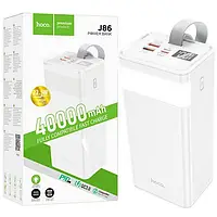 Портативна батарея Hoco J86 Powermaster LED екран, 2USB/Type-C, PD/QC, 5A/22.5W, 40000 mAh, павербанк із ліхтариком, білий