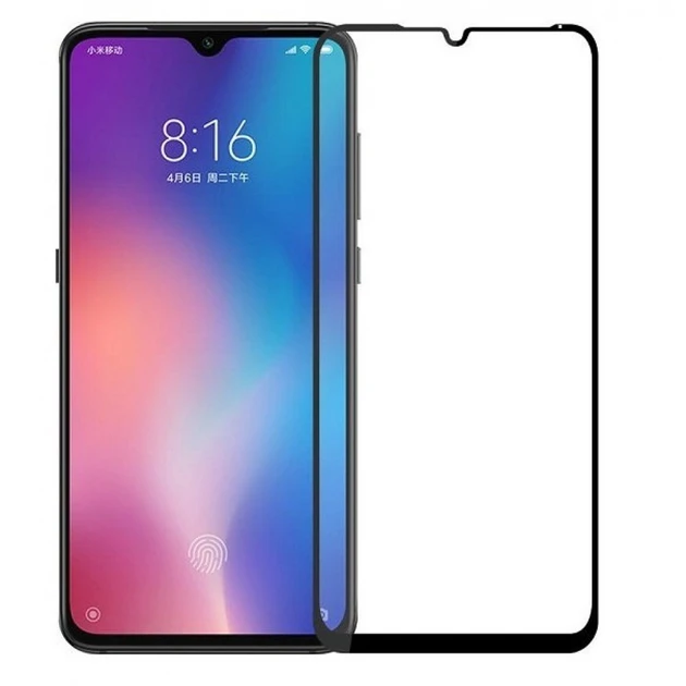 Захисне скло Xiaomi Mi 9 Lite, Mi9 Lite, CC9 з чорною рамкою