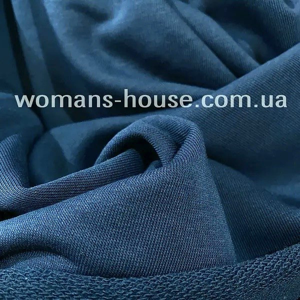 Тканина тринитка без начосу (петля) бавовняна Туреччина 180 см Петроль, фото 1