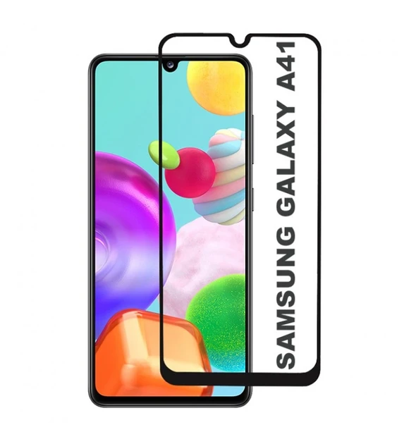 Захисне скло для Samsung A415 Galaxy A41 (2020) з чорною рамкою