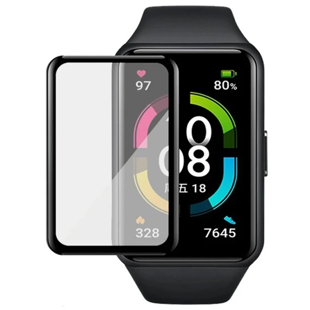 Захисна плівка для Huawei Band 6 (0.2 мм, 3D чорна) Polycarbone противоударна з чорною рамкою