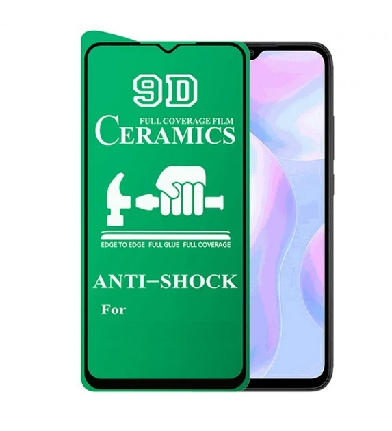 Протиударна захисна плівка Ceramics 9D для Xiaomi Redmi 10A​​​​​​​ Full Glue (0.3 мм, 9D) чорна