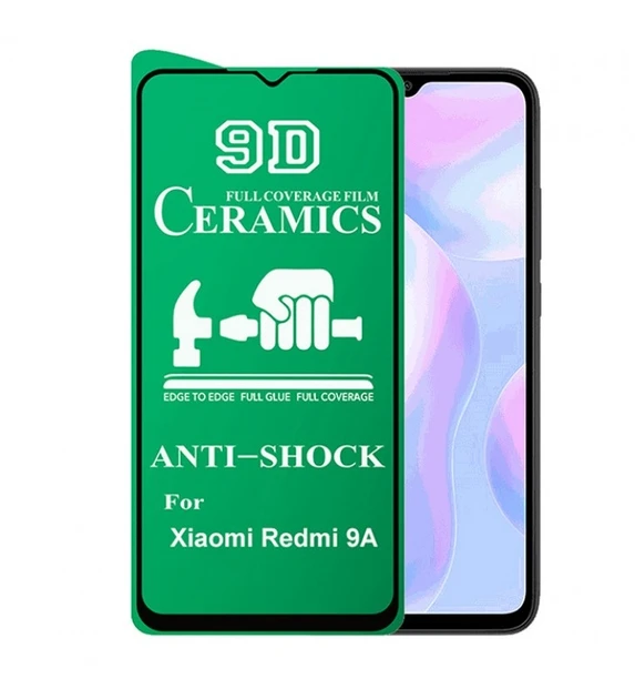 Протиударна захисна плівка Ceramics 9D для Xiaomi Redmi 9A, Redmi 9AT​​​​​​​ Full Glue (0.3 мм, 9D) чорна