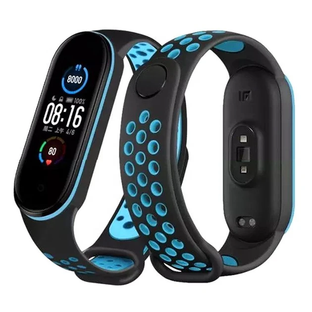 Ремінець UWatch Sports Strap для фітнес-браслета Xiaomi Mi Band 5, Mi Band 6, Mi Band 7, Black/Blue