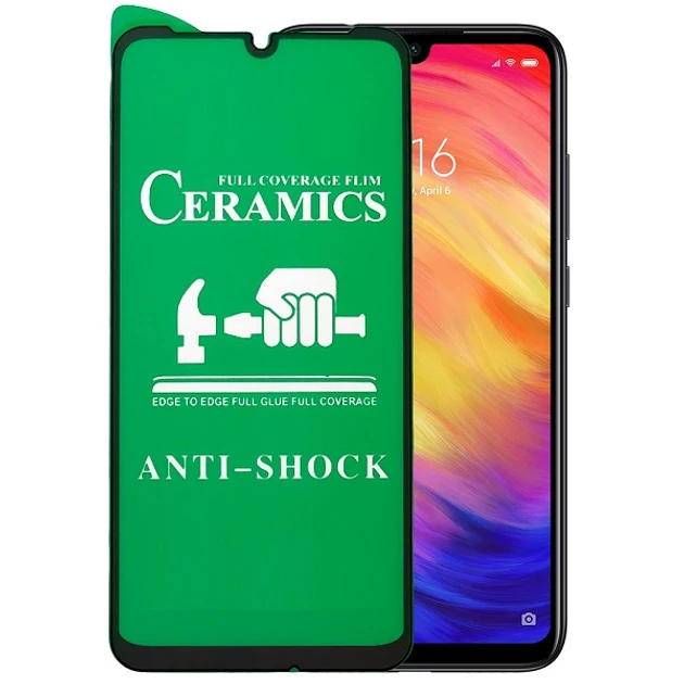 Протиударна захисна плівка Ceramics 9D для Xiaomi Redmi Note 7, Note 7 Pro, Note 7S Full Glue (0.3 мм, 9D) чорна
