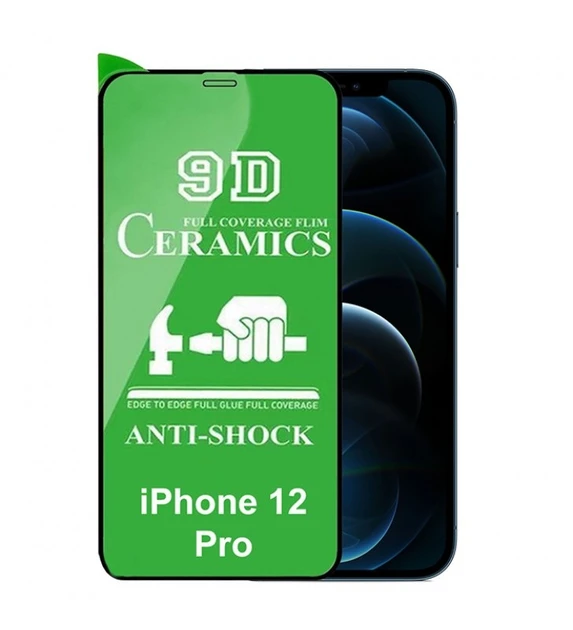 Протиударна захисна плівка Ceramics 9D для Apple iPhone 12 Pro (A2407, A2341, A2406, A2408) Full Glue (0.3 мм, 9D) чорна