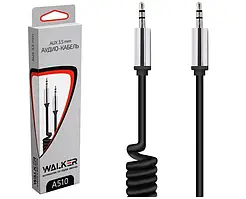 Аудіо кабель WALKER A510 Stereo AUX Audio Cable 1м 3,5мм прогумований, чорний