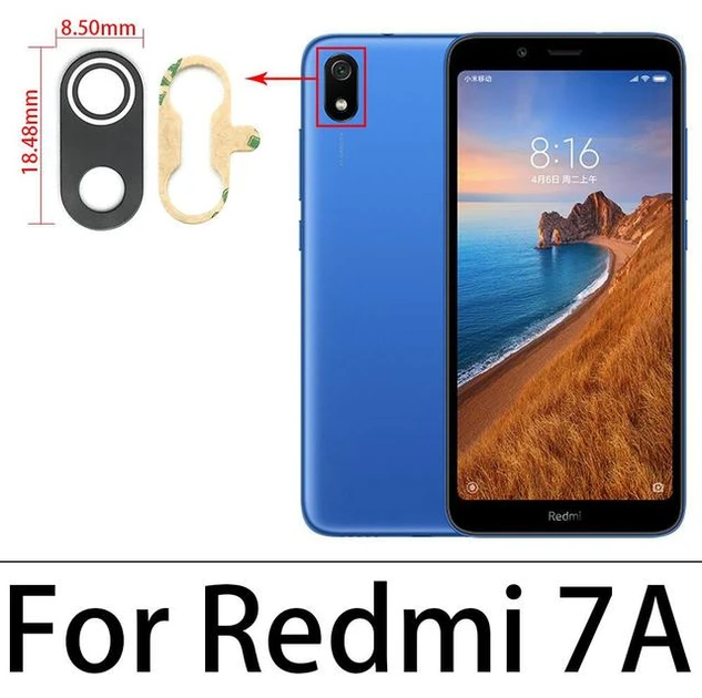 Скло камери для Xiaomi Redmi 7A, MZB7995IN, M1903C3EGB, M1903C3EG, M1903C3EH, M1903C3EI (8.5x18.48мм), чорне
