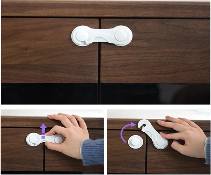 Захист на меблі від дітей, замок безпеки Baby Prime, блокатор пластиковий універсальний, білий