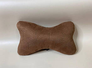 Подушка під голову в авто з Алькантари (штучної замші). Теракот , великі стільники, 1шт