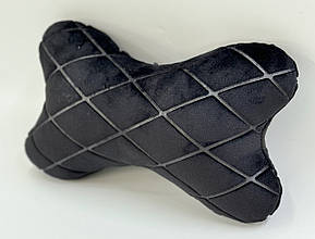 Подушка під голову в авто з алькантари Lux ПАЙКА, Подовжений ромб чорний.