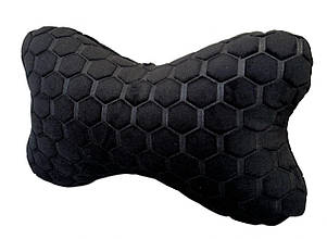 Подушка під голову в авто з алькантари Lux ПАЙКА, Чорні стільники