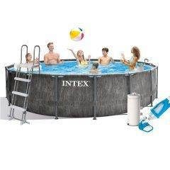 Каркасний басейн Intex 26742-5, 457 x 122 см (3 785 л/год, драбина, тент, підстилка, набір для догляду)