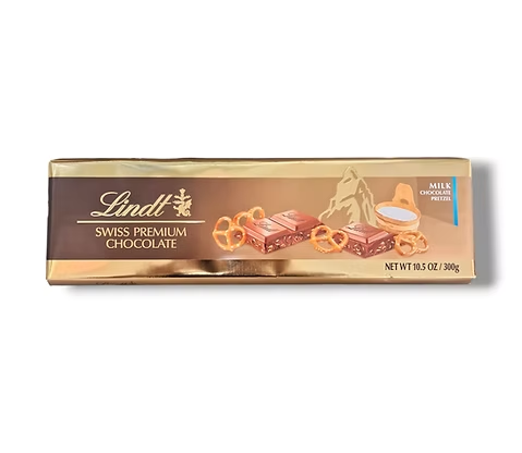 Молочний шоколад Lindt Swiss Premium Pretzel, із солоним печивом 300 г