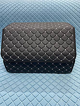 Автомобільний органайзер в багажник з перфорованої екошкіри, Чорний з білим рядком, Розмір M, 50*30*30 см