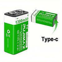 Акумулятор Крона Pujimax 6F22/6LR61 з USB TYPE-C Li-Ion 9V, 1200mAh