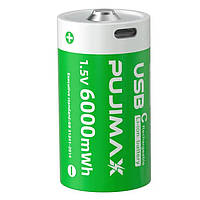 Акумулятор Pujimax Тип C/R14 з входом USB TYPE-C 6000 mWh Li-Ion 1.5V