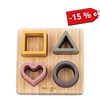 Силіконовий сортер на дерев`яному підносі FreeON, pink