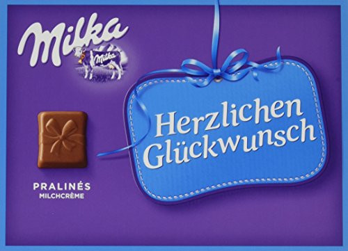 Шоколадные конфеты в коробке Milka Herzlichen Glückwunsch с пралине, 110 гр - фото 2 - id-p462555532