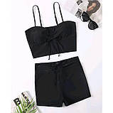 Жіночий роздільний купальник шортиками із завищеною посадкою S-XL – комфортна модель для пляжу, приємна еластична тканина, фото 3