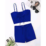 Жіночий роздільний купальник шортиками із завищеною посадкою S-XL – комфортна модель для пляжу, приємна еластична тканина, фото 7