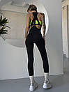 Комплект жіночий спортивний (комбінезон та топ) - чорний, фото 2