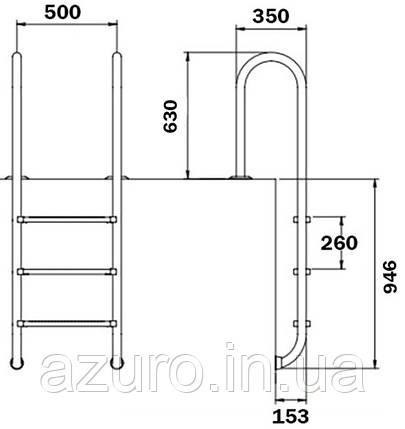 Сходи для басейну Flexinox Muro Electropolished (3 сходинки), AISI-316, фото 3