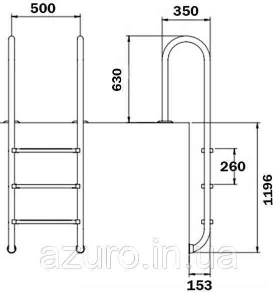 Сходи для басейну Flexinox Muro Electropolished (4 сходинки), AISI-316