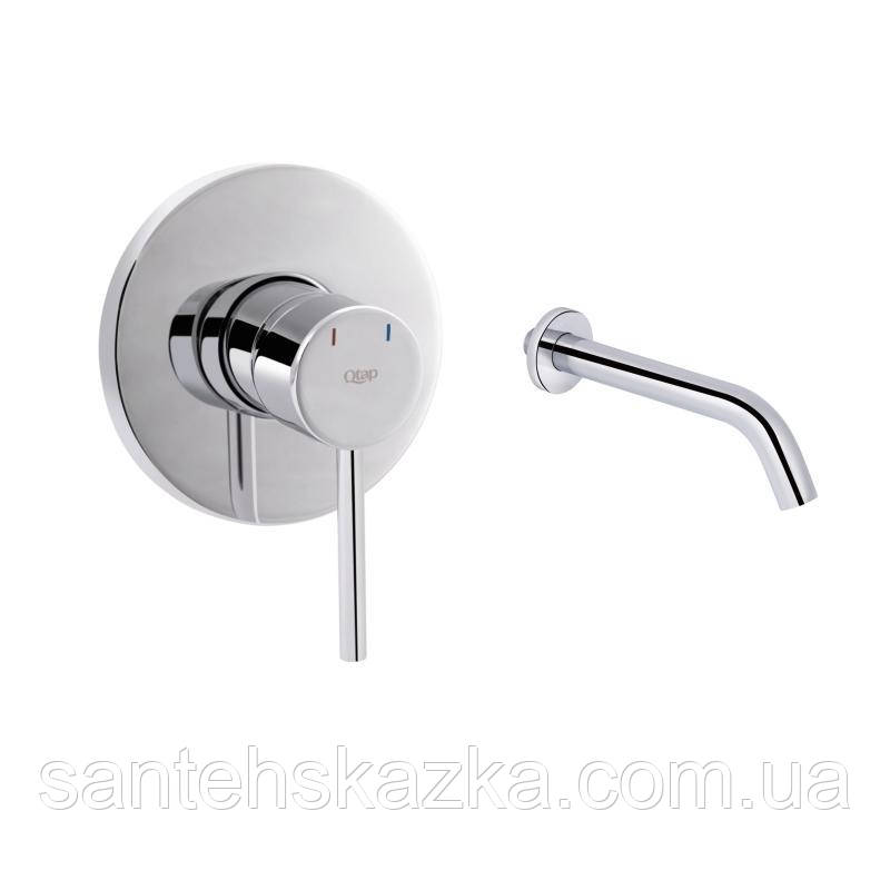 Комплект для умивальника Qtap Spring Chrome: Змішувач QTSPRCRM 0101 + вилив QTVYT246CRM45930, фото 1