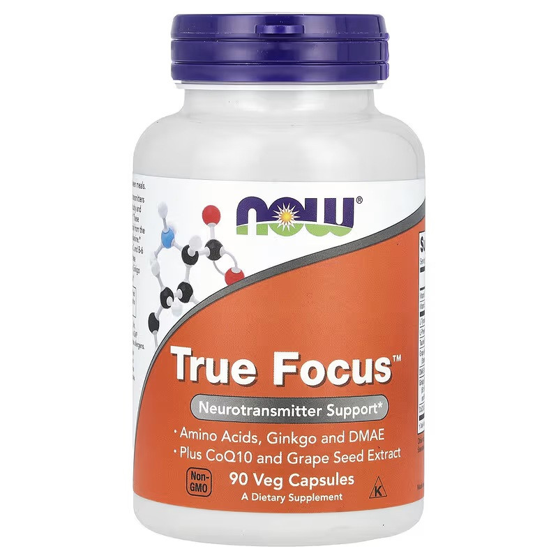 Підтримка роботи пам'яті та мозку, True Focus, Now Foods, 90 вегетаріанських капсул